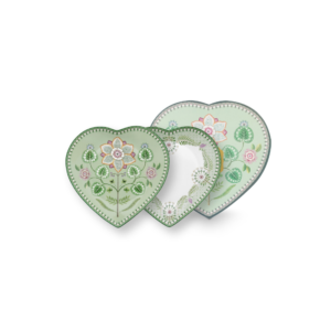 Heart shape plates set/2 - Lotus Green